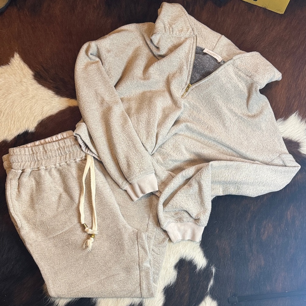 Ramy Brook Sloan Beige Track Pants & Hoodie Set